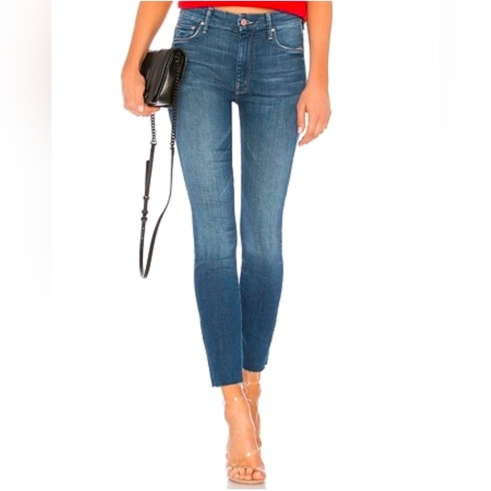 Mother High Waisted Looker Ankle Fray Jeans in Goin For Gold Size 26